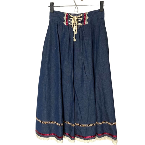 Vintage 70s Gunne Sax Corset Midi Skirt XS/S - Picture 1 of 8